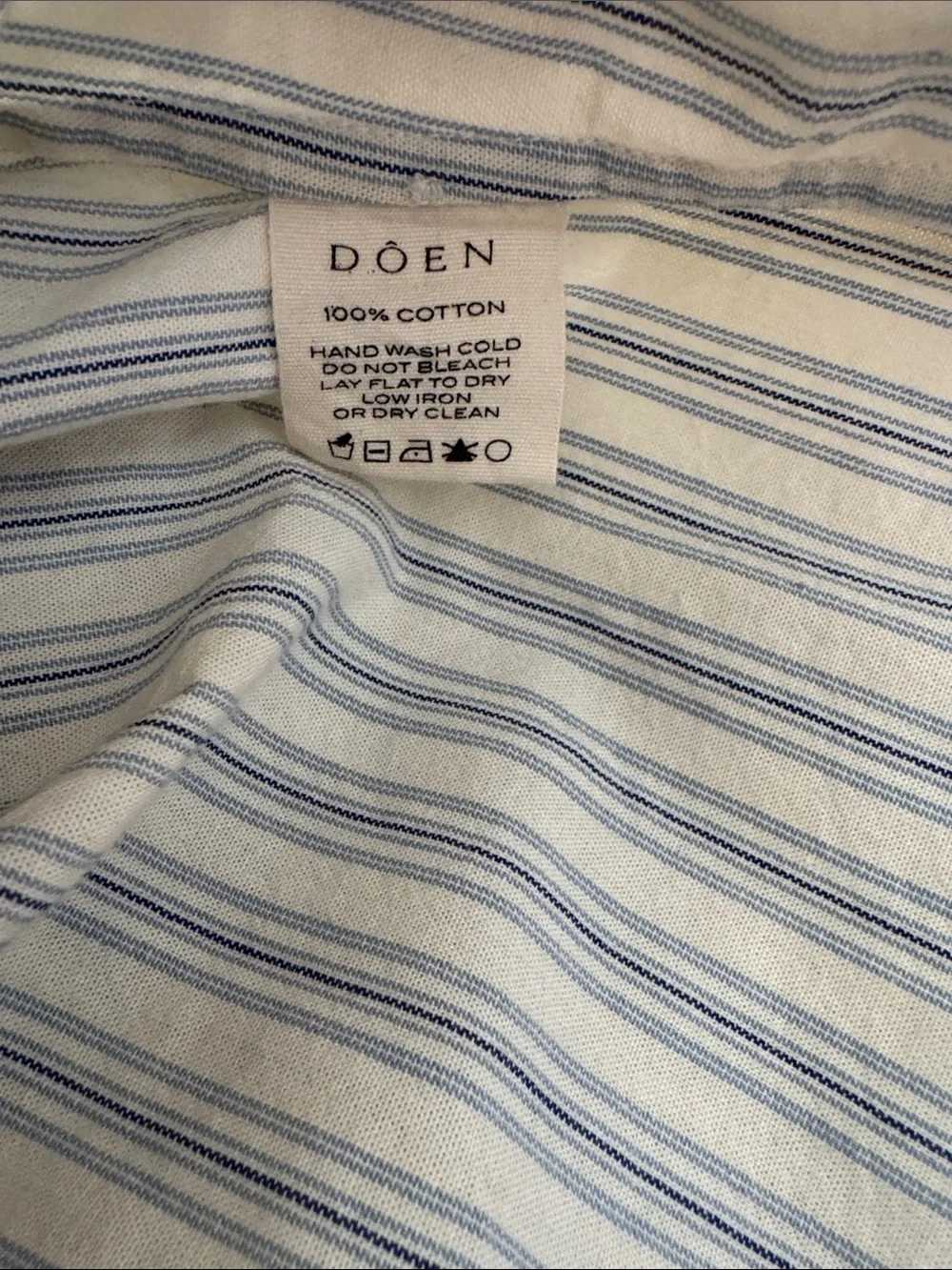 Doen Darien Top Striped Chambray large NWT Women’s Cream Striped Puff Sleeve Top